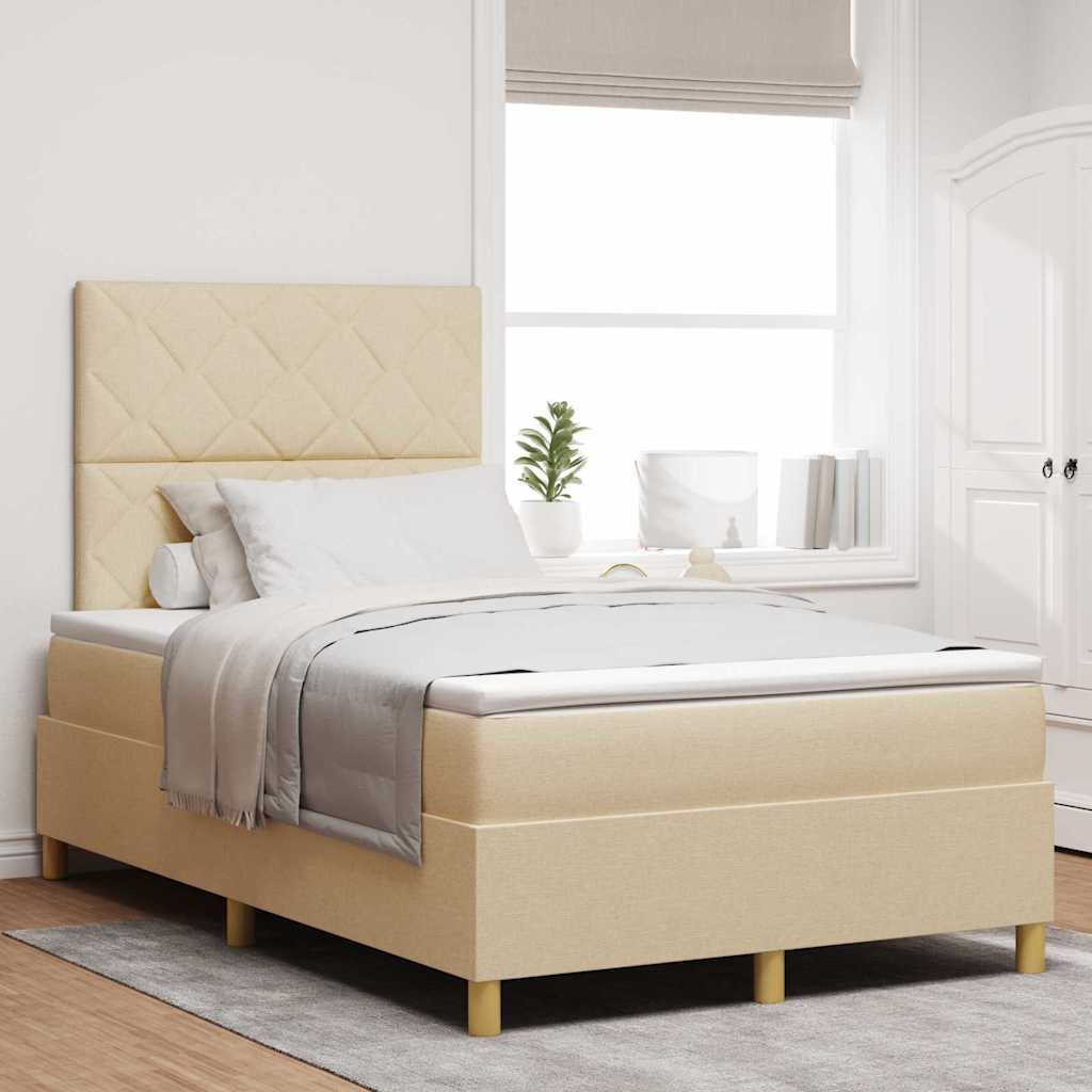 Boxspringbett mit Kopfteil Creme 120 x 190 cm Stoff