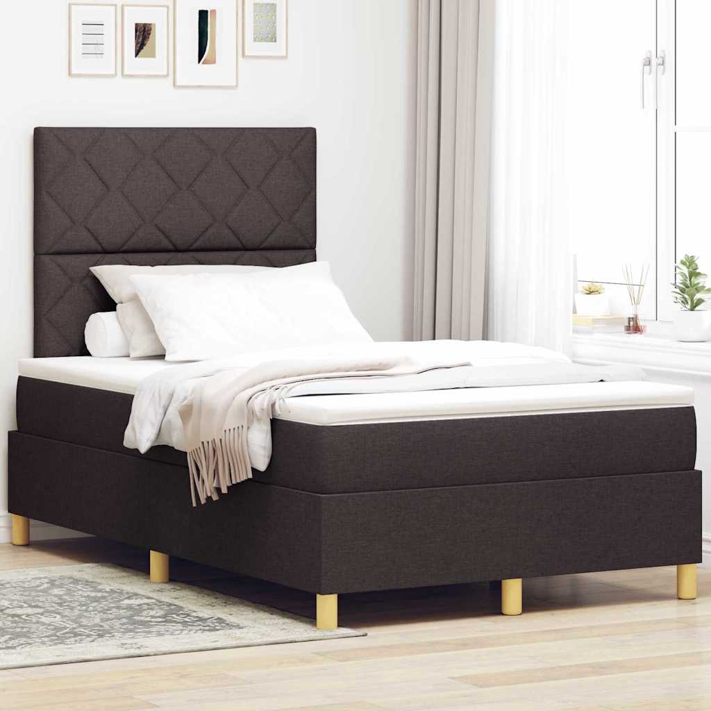 Boxspringbett mit Kopfteil Dunkelbraun 120 x 200 cm Stoff