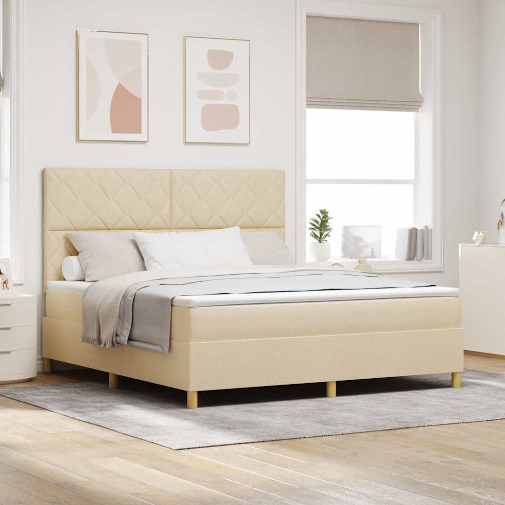 Boxspringbett mit Kopfteil Creme 180 x 200 cm Stoff