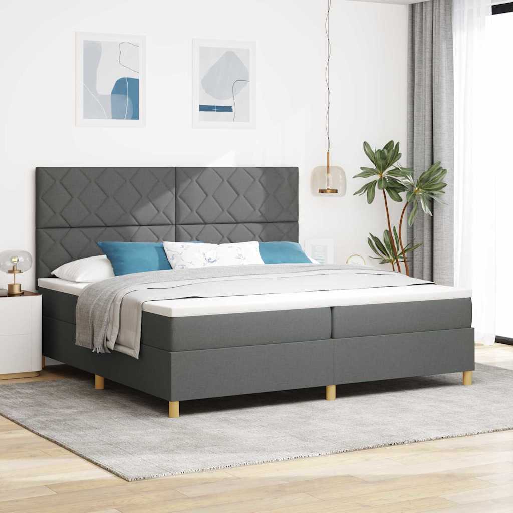Boxspringbett mit Matratze Dunkelgrau 200 x 200 cm Stoff
