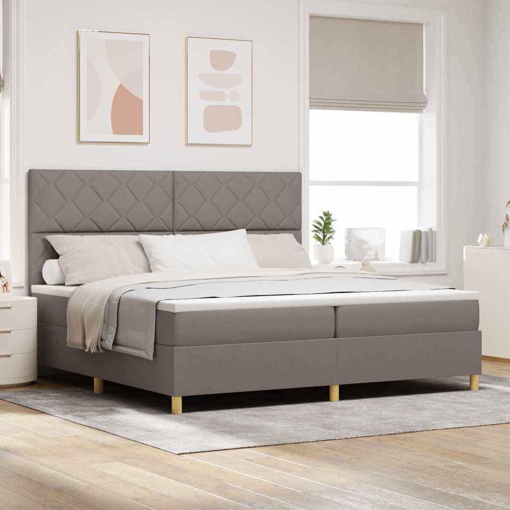 Boxspringbett mit Kopfteil Taupe 200 x 200 cm Stoff
