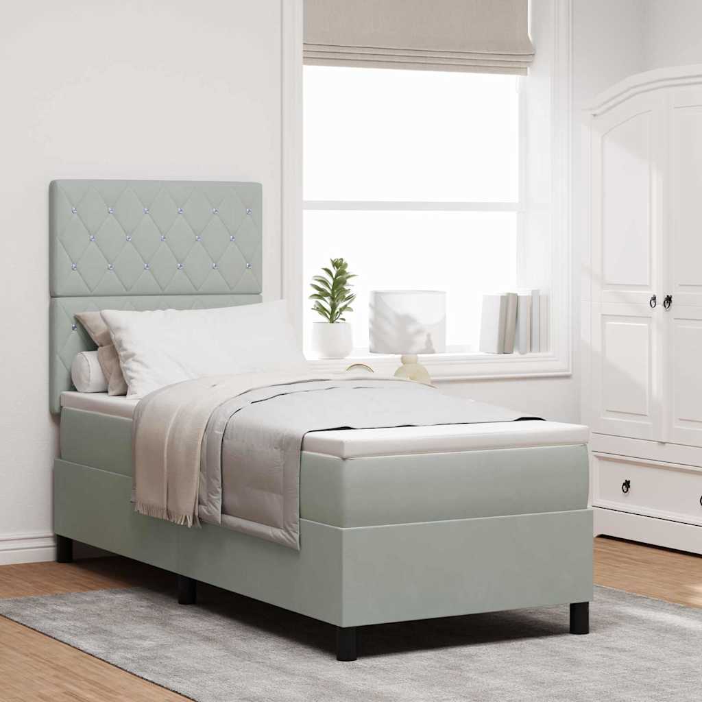 Boxspringbett mit Matratze Hellgrau 80 x 200 cm Samt