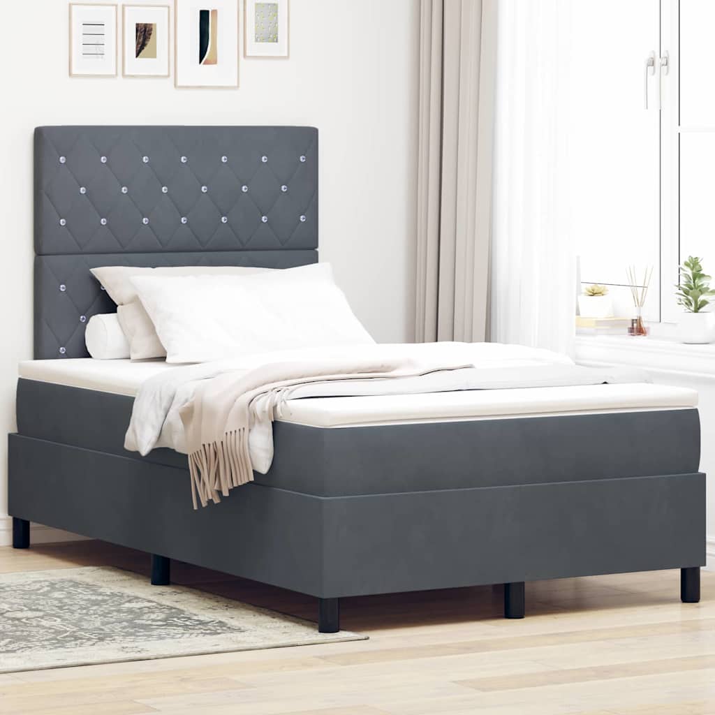 Boxspringbett mit Matratze Dunkelgrau 120 x 190 cm Samt