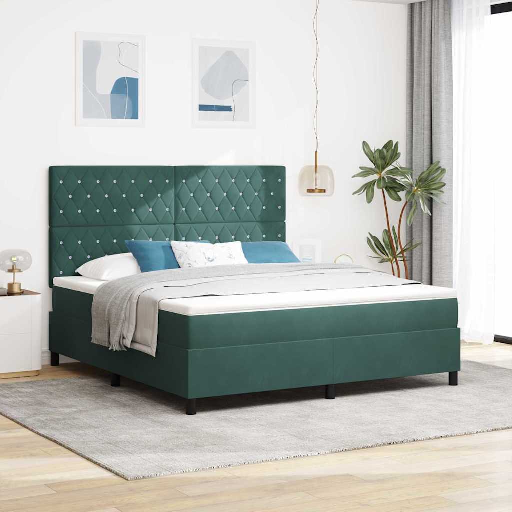 Boxspringbett mit Matratze Dunkelgrün 180 x 200 cm Samt