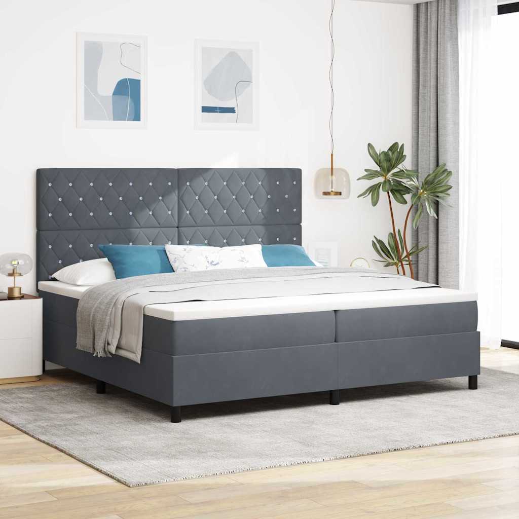 Boxspringbett mit Matratze Dunkelgrau 200 x 200 cm Samt