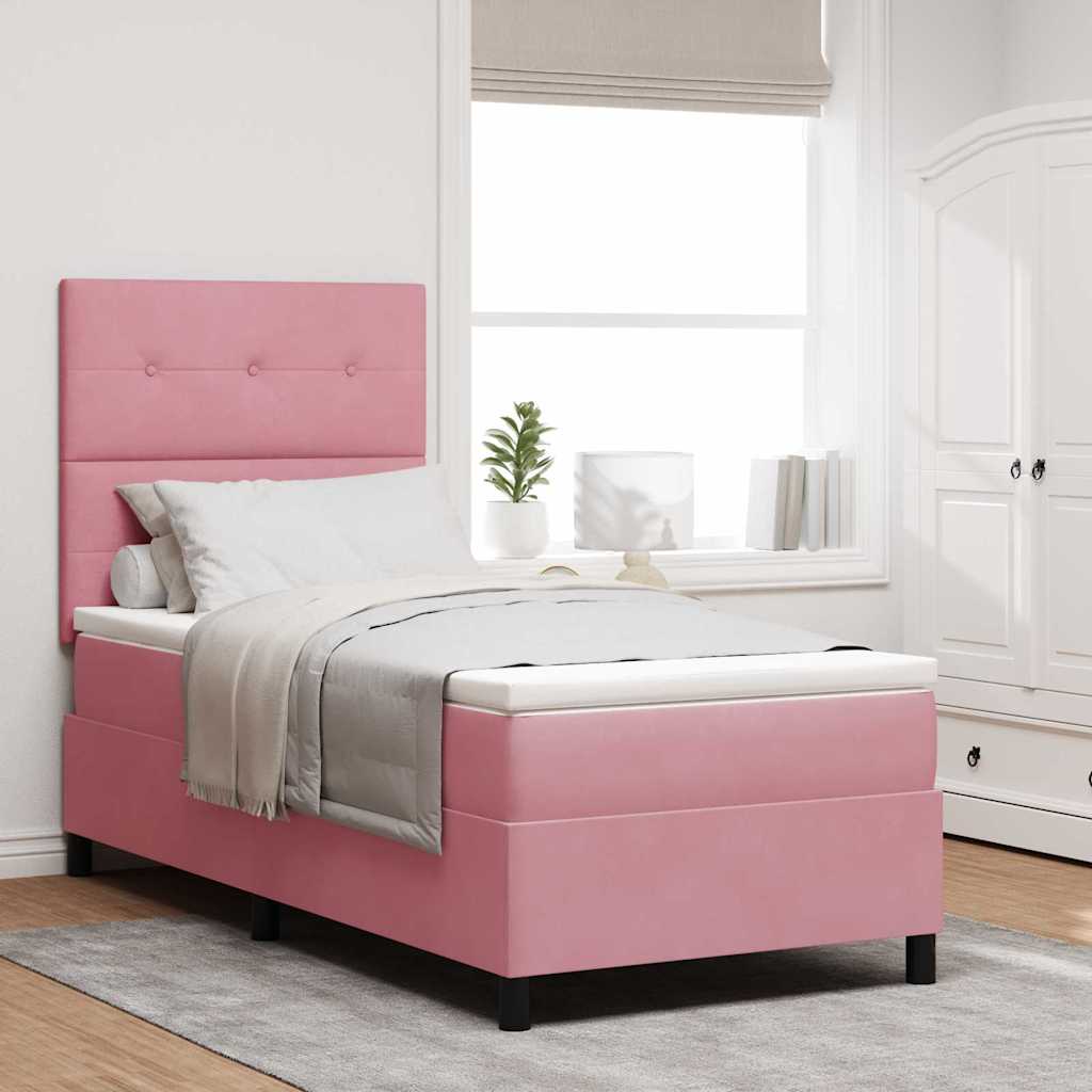 Boxspringbett mit Kopfteil Rosa 90 x 200 cm Samt