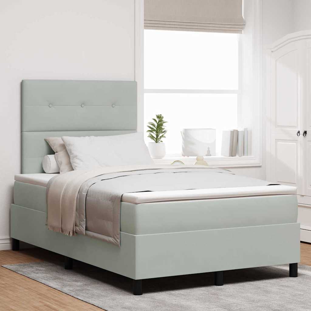 Boxspringbett mit Kopfteil Hellgrau 120 x 200 cm Samt