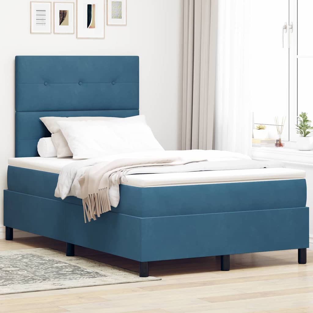 Boxspringbett mit Kopfteil Dunkelblau 120 x 200 cm Samt