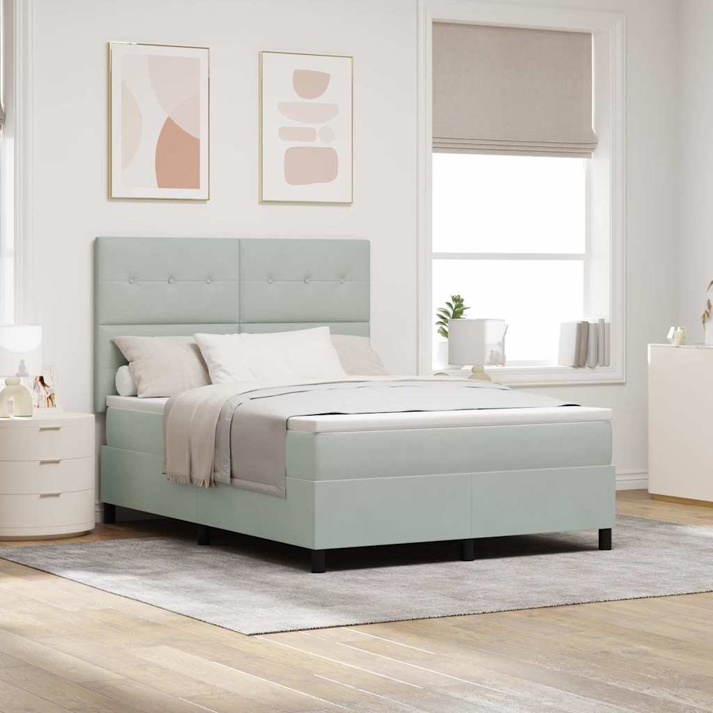 Boxspringbett mit Kopfteil Hellgrau 140 x 190 cm Samt