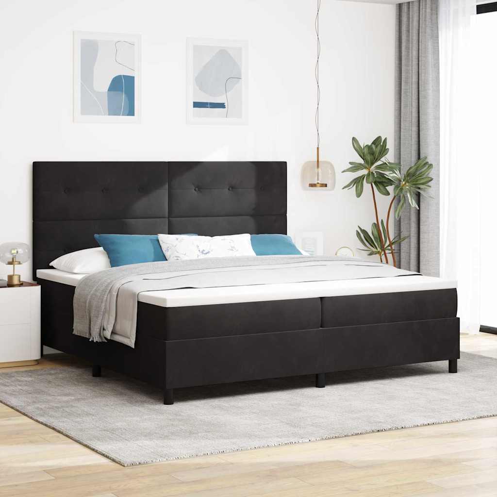 Boxspringbett mit Kopfteil Schwarz 200 x 200 cm Samt