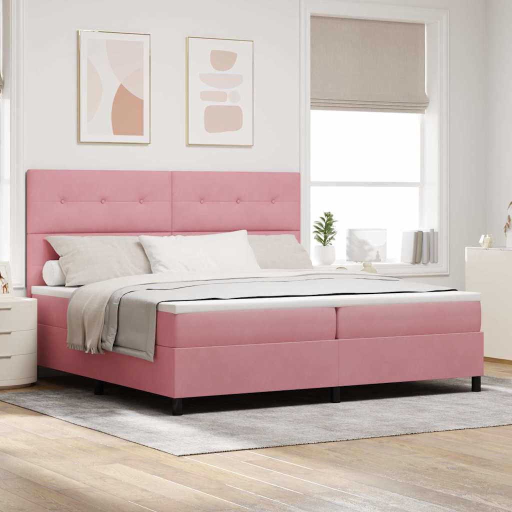 Boxspringbett mit Kopfteil Rosa 200 x 200 cm Samt