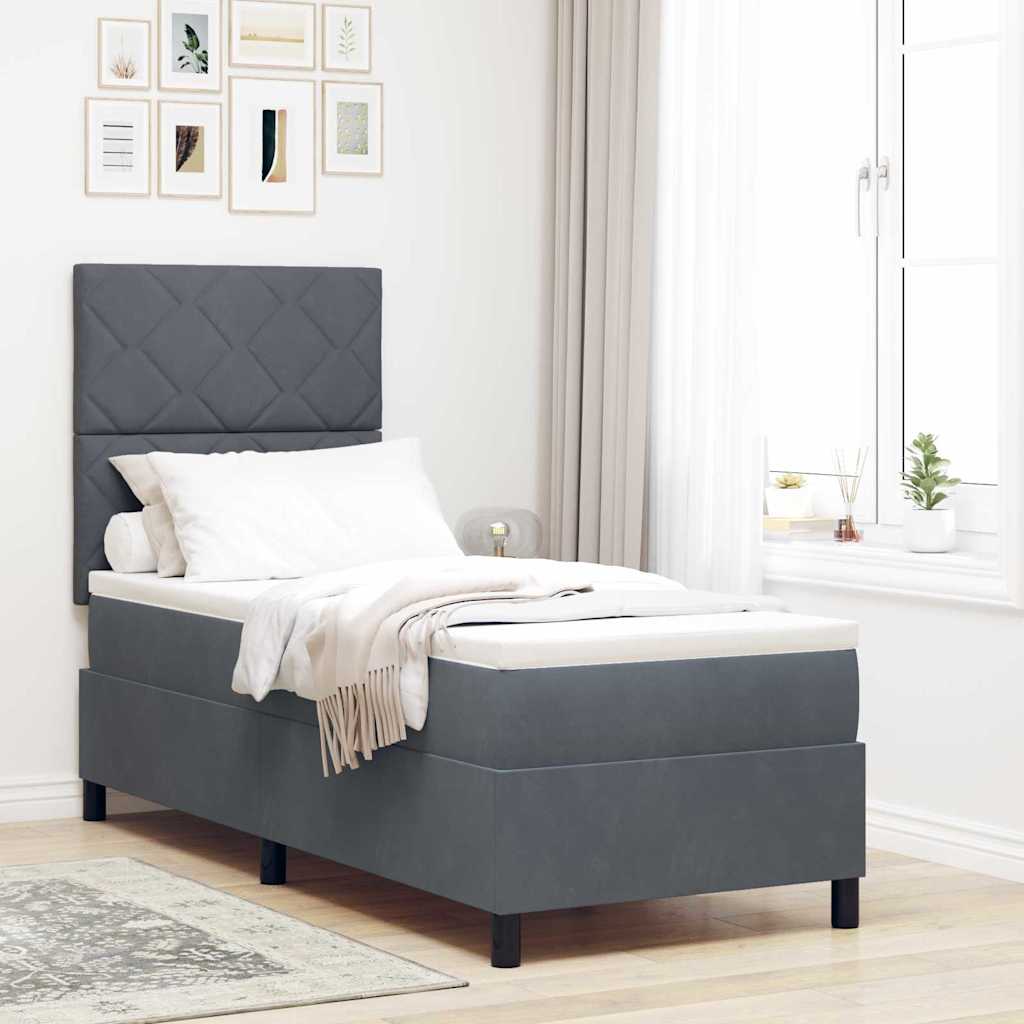 Boxspringbett mit Kopfteil Dunkelgrau 80 x 200 cm Samt