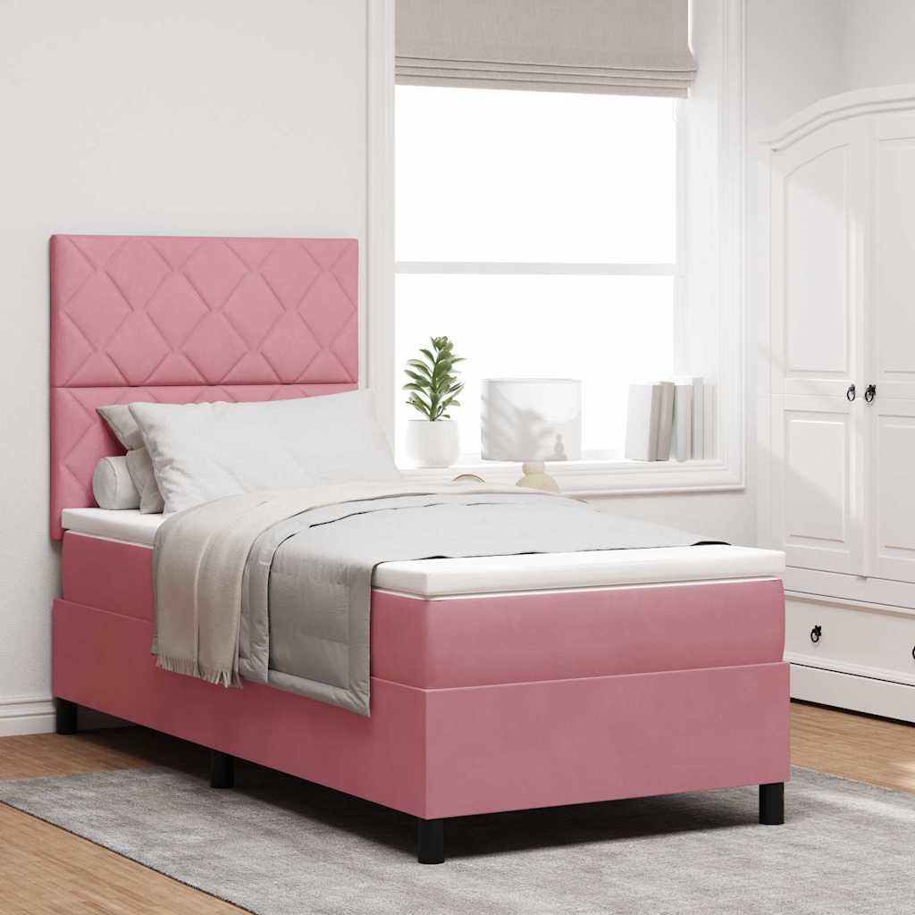 Boxspringbett mit Kopfteil Rosa 90 x 200 cm Samt