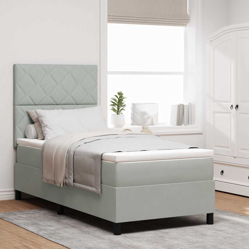 Boxspringbett mit Kopfteil Hellgrau 100 x 200 cm Samt