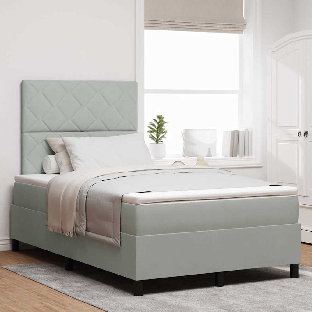 Boxspringbett mit Kopfteil Hellgrau 120 x 200 cm Samt