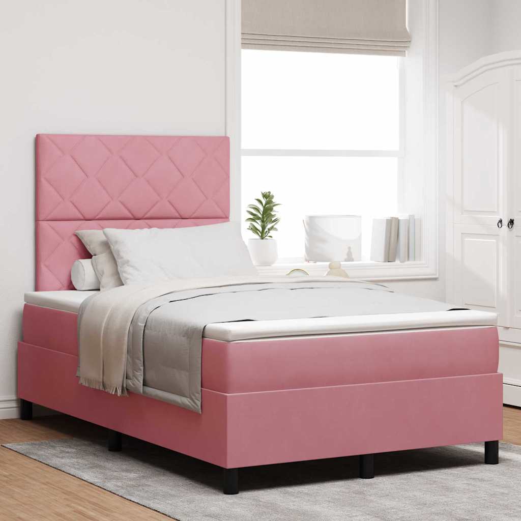 Boxspringbett mit Kopfteil Rosa 120 x 200 cm Samt