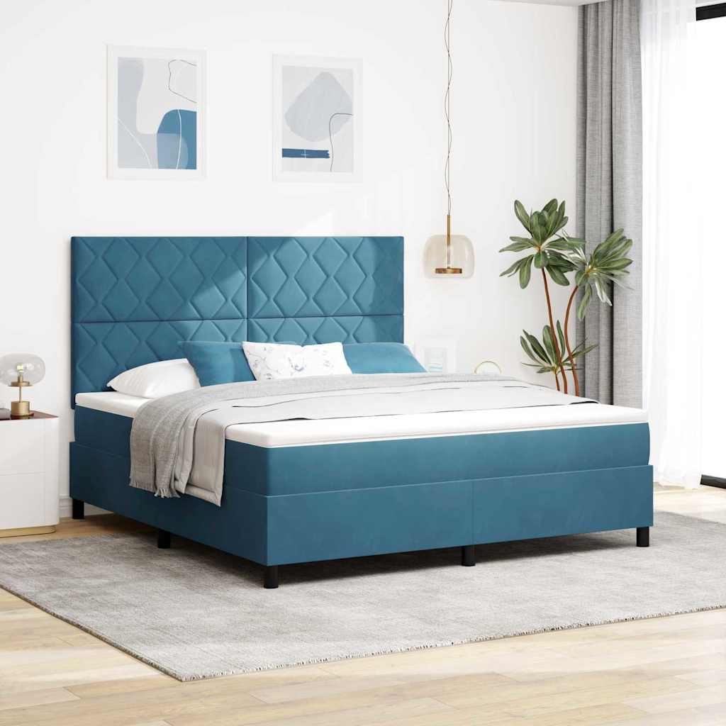 Boxspringbett mit Kopfteil Dunkelblau 180 x 200 cm Samt