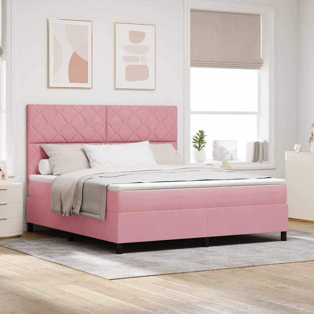 Boxspringbett mit Kopfteil Rosa 180 x 200 cm Samt