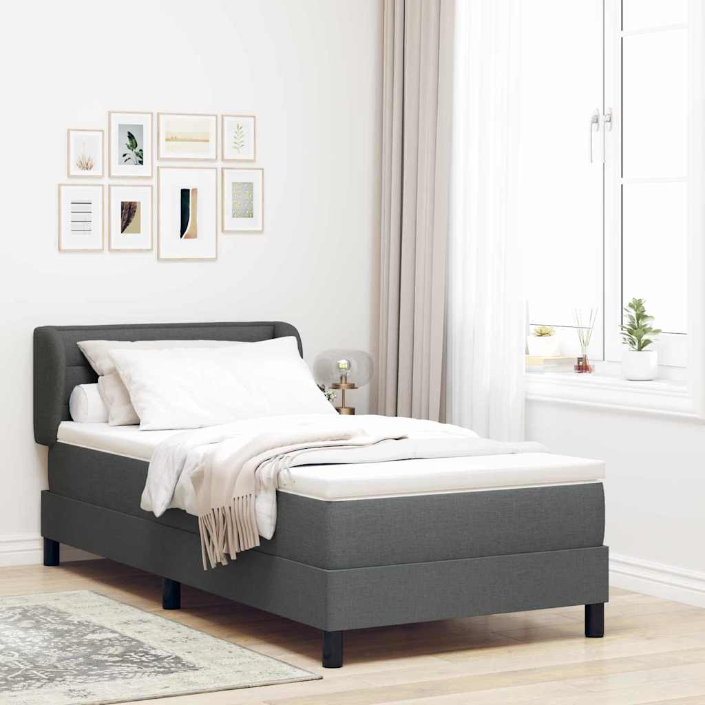 Boxspringbett mit Kopfteil Dunkelgrau 90 x 190 cm Stoff