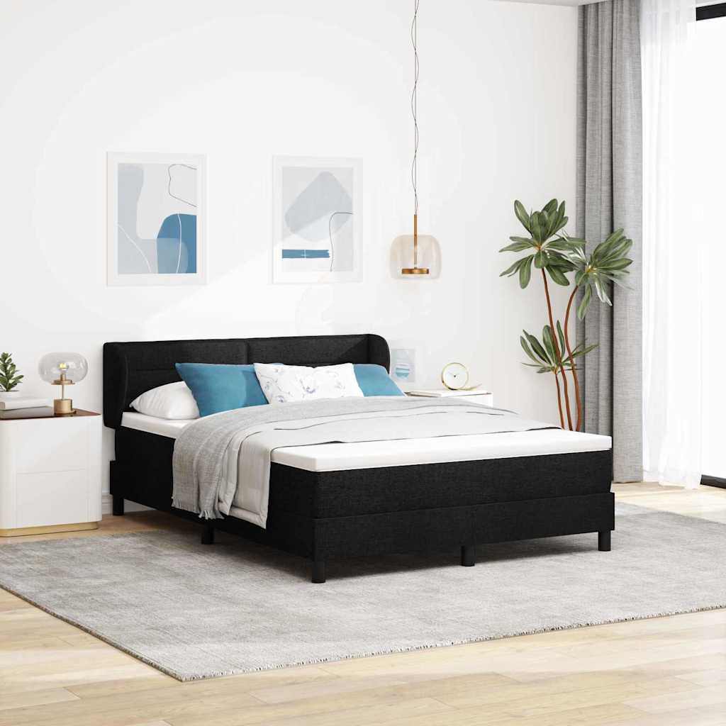 Boxspringbett mit Kopfteil Schwarz 140 x 200 cm Stoff