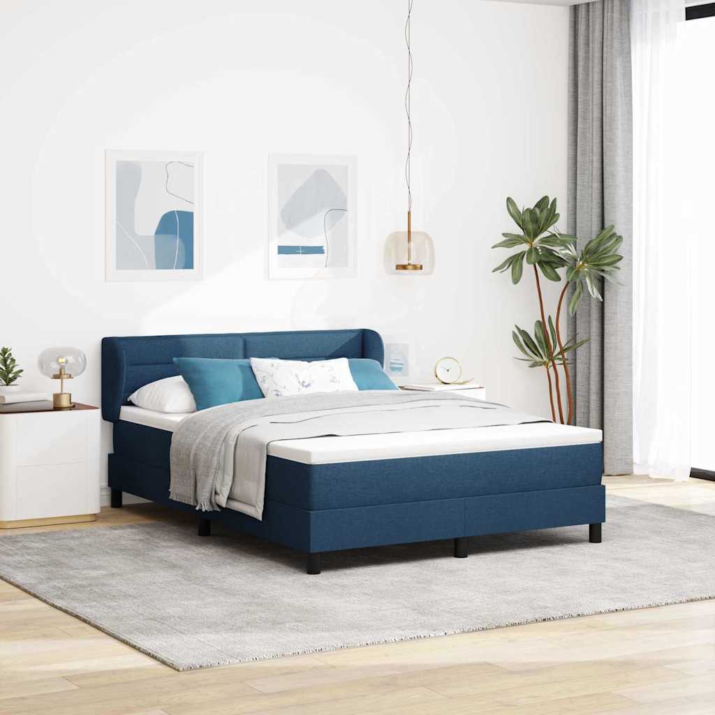 Boxspringbett mit Kopfteil Blau 140 x 200 cm Stoff
