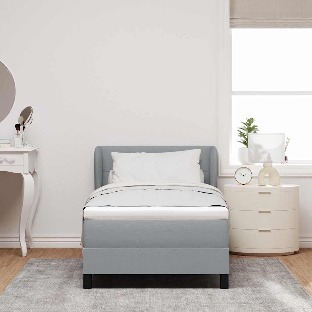 Boxspringbett mit Kopfteil Hellgrau 80 x 200 cm Stoff
