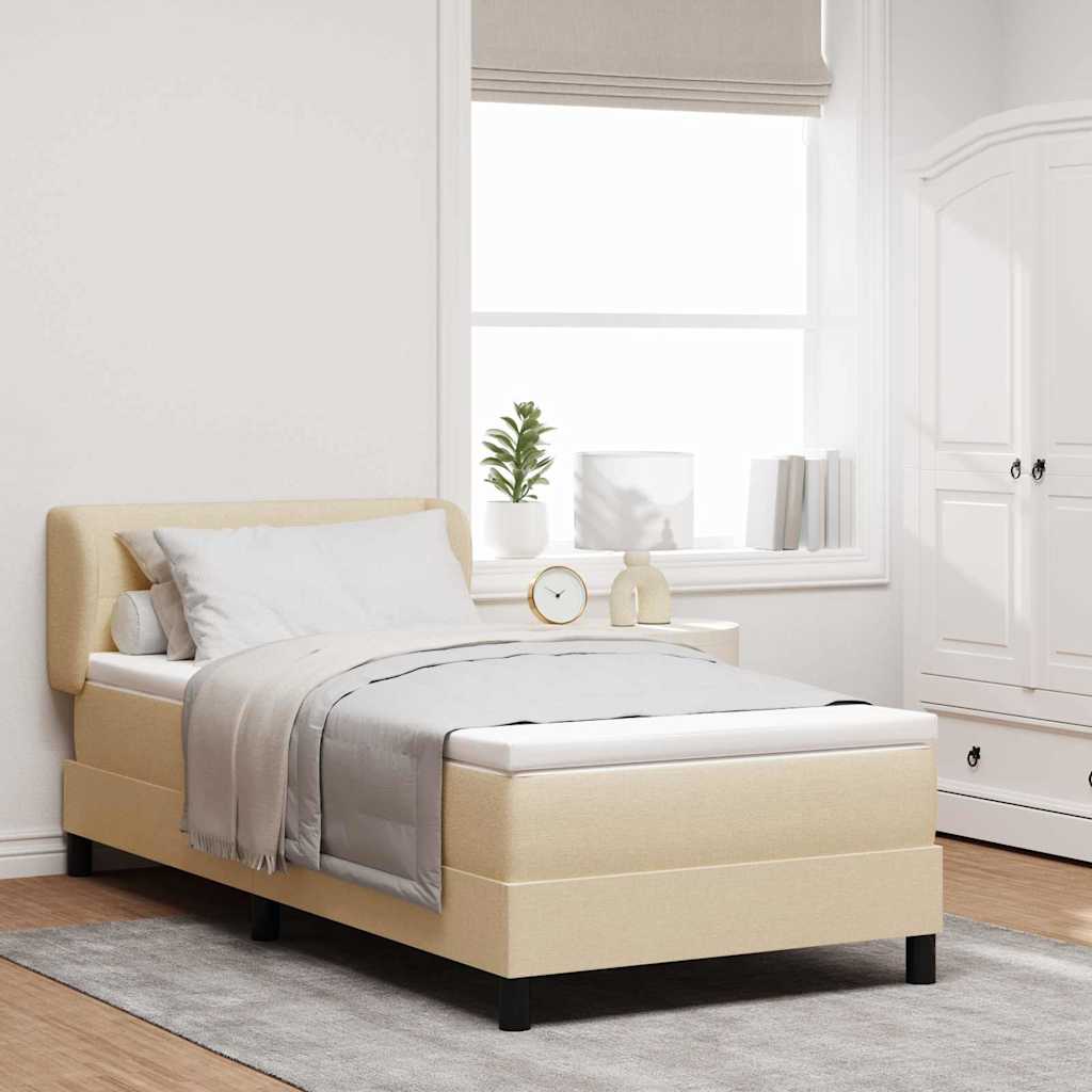 Boxspringbett mit Kopfteil Creme 90 x 200 cm Stoff