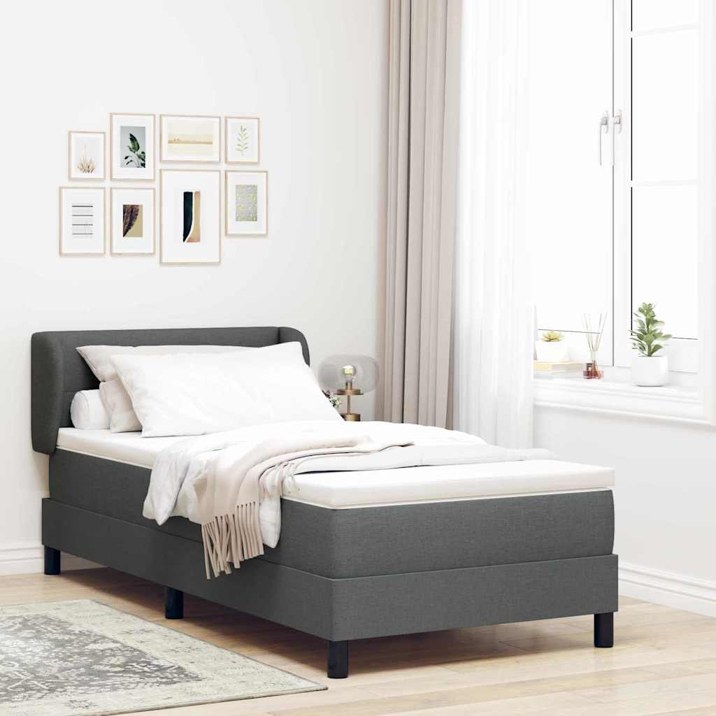 Boxspringbett mit Kopfteil Dunkelgrau 100 x 200 cm Stoff