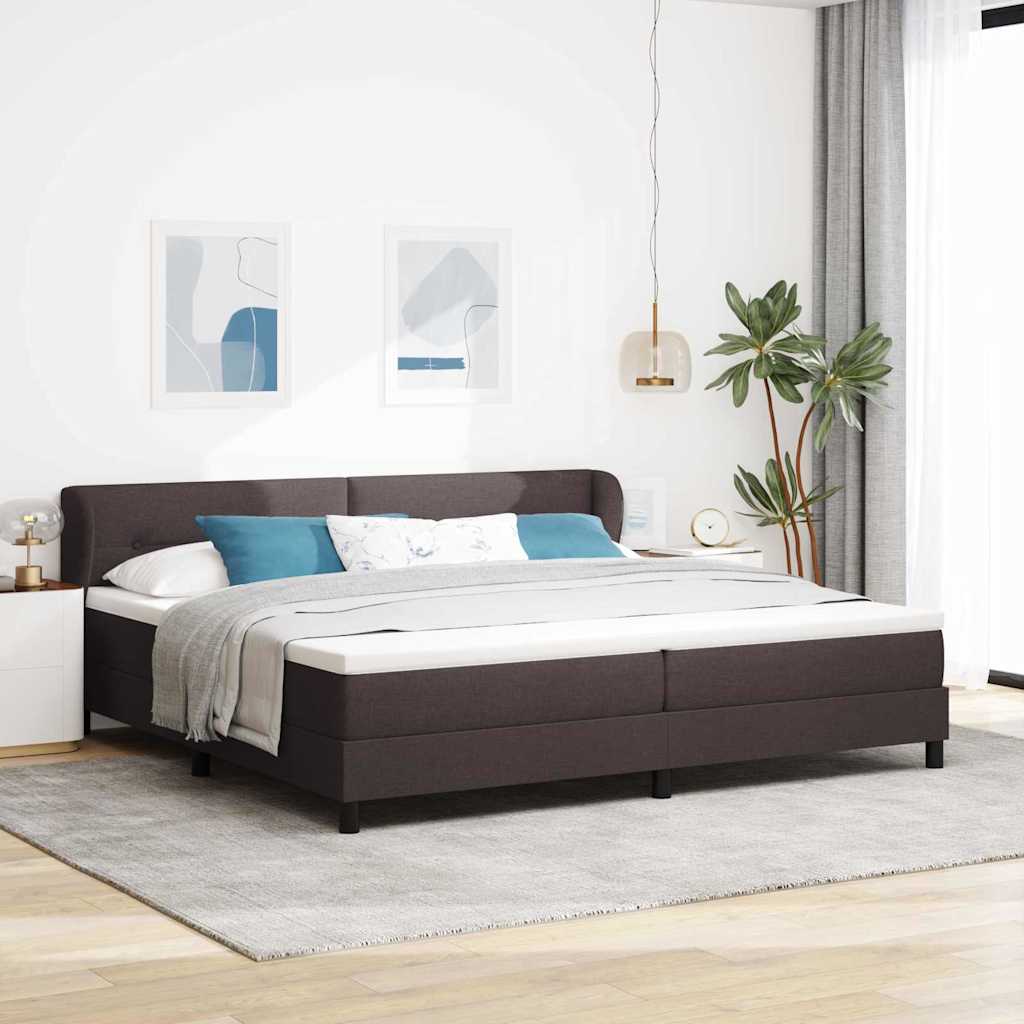 Boxspringbett mit Kopfteil Dunkelbraun 200 x 200 cm Stoff