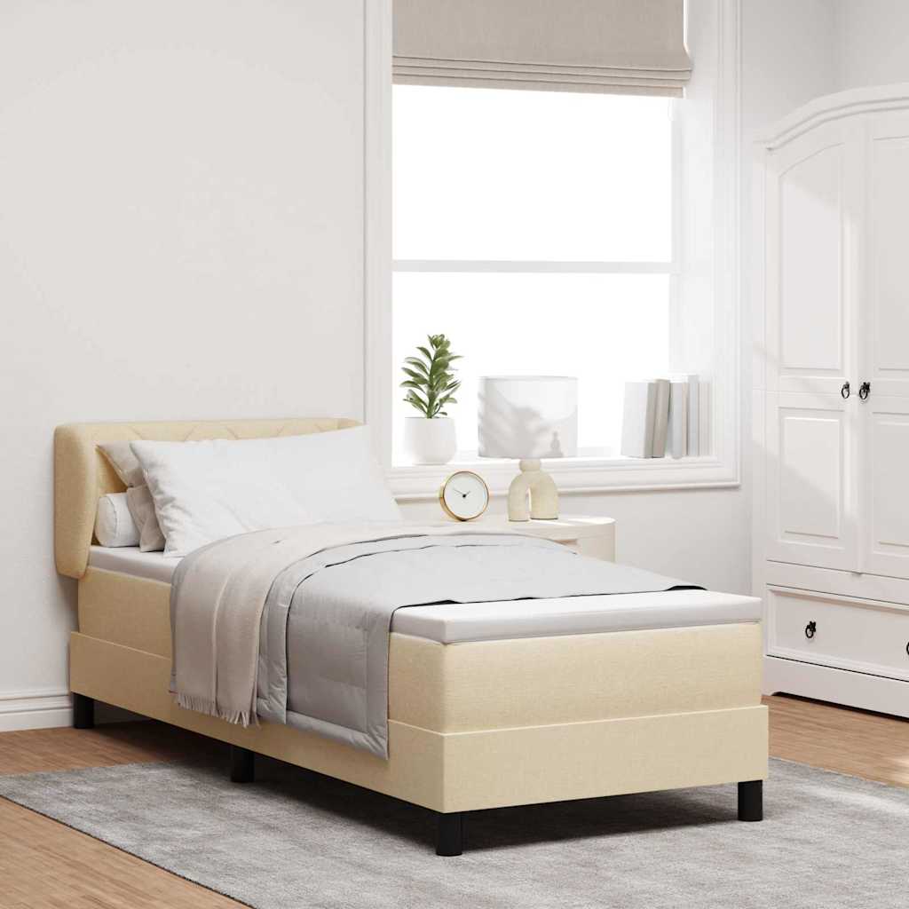 Boxspringbett mit Kopfteil Creme 80 x 200 cm Stoff