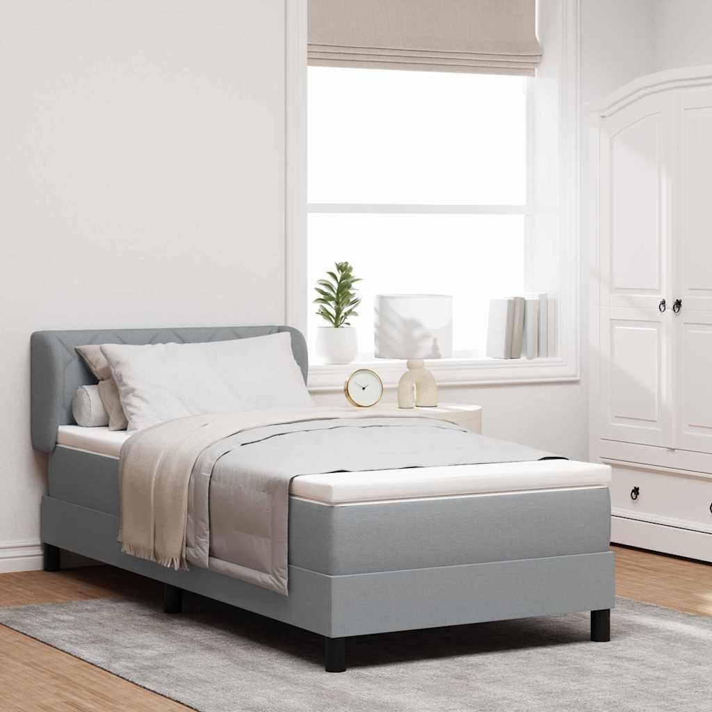 Boxspringbett mit Kopfteil Hellgrau 90 x 190 cm Stoff