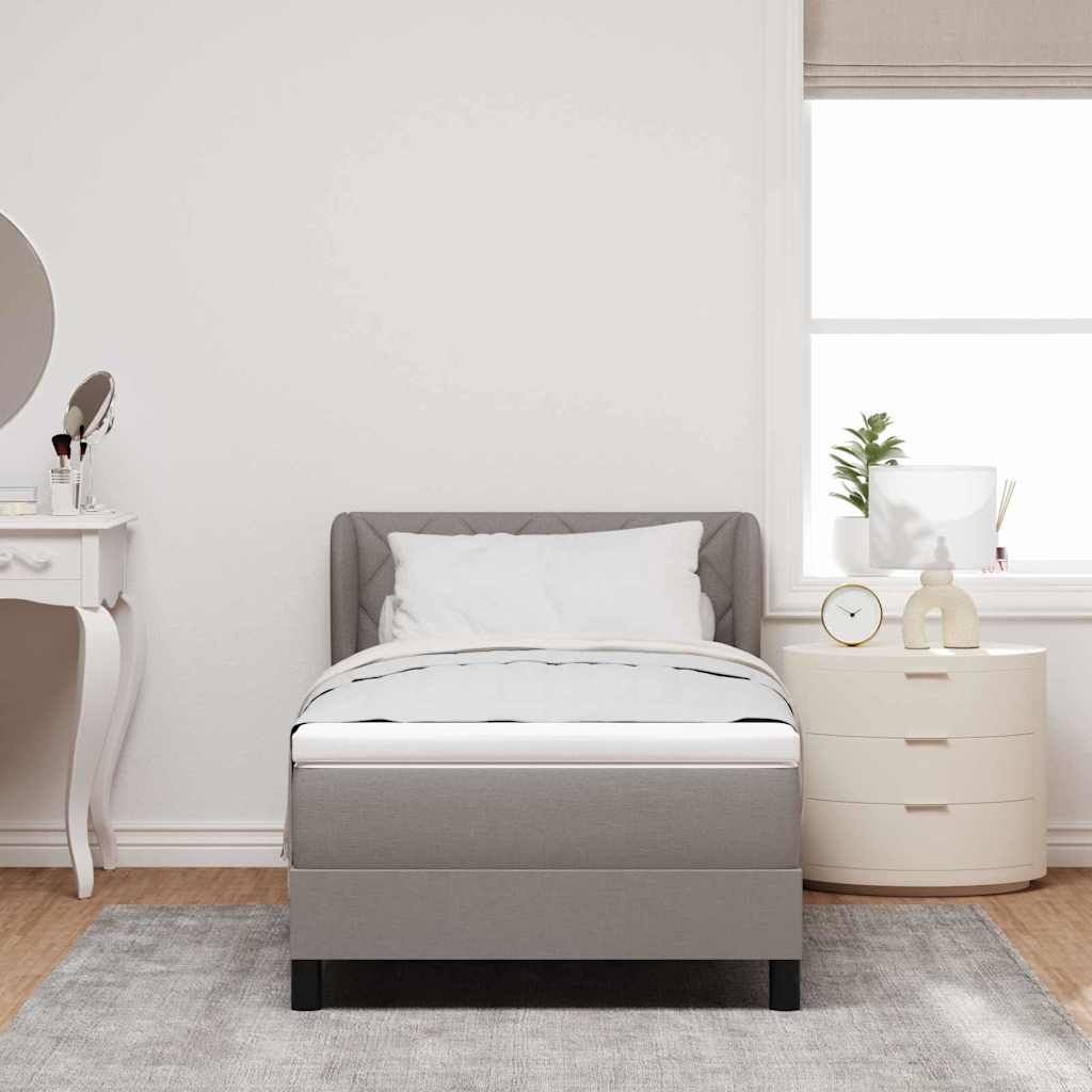 Boxspringbett mit Kopfteil Taupe 90 x 190 cm Stoff