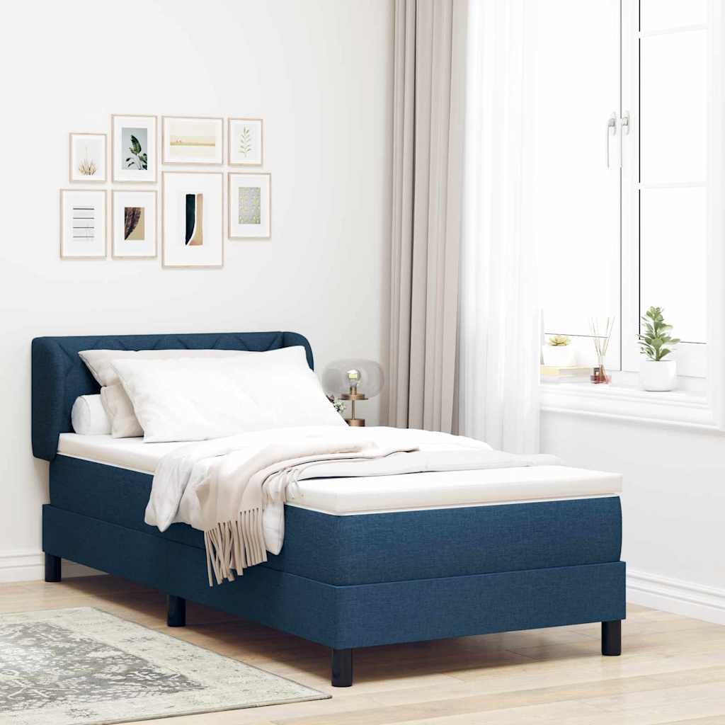 Boxspringbett mit Kissen mit Kopfteil Blau 90 x 190 cm Stoff