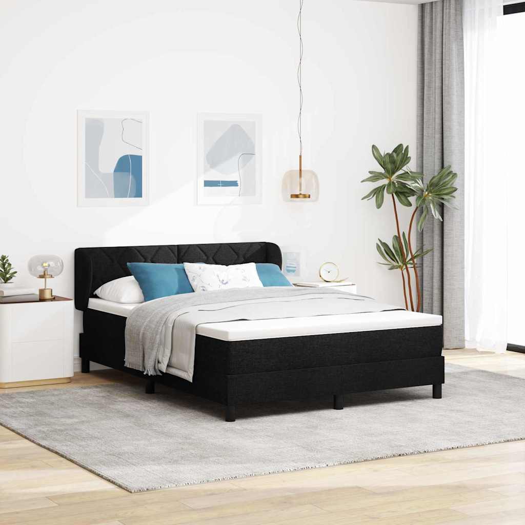 Boxspringbett mit Kopfteil Schwarz 140 x 190 cm Stoff