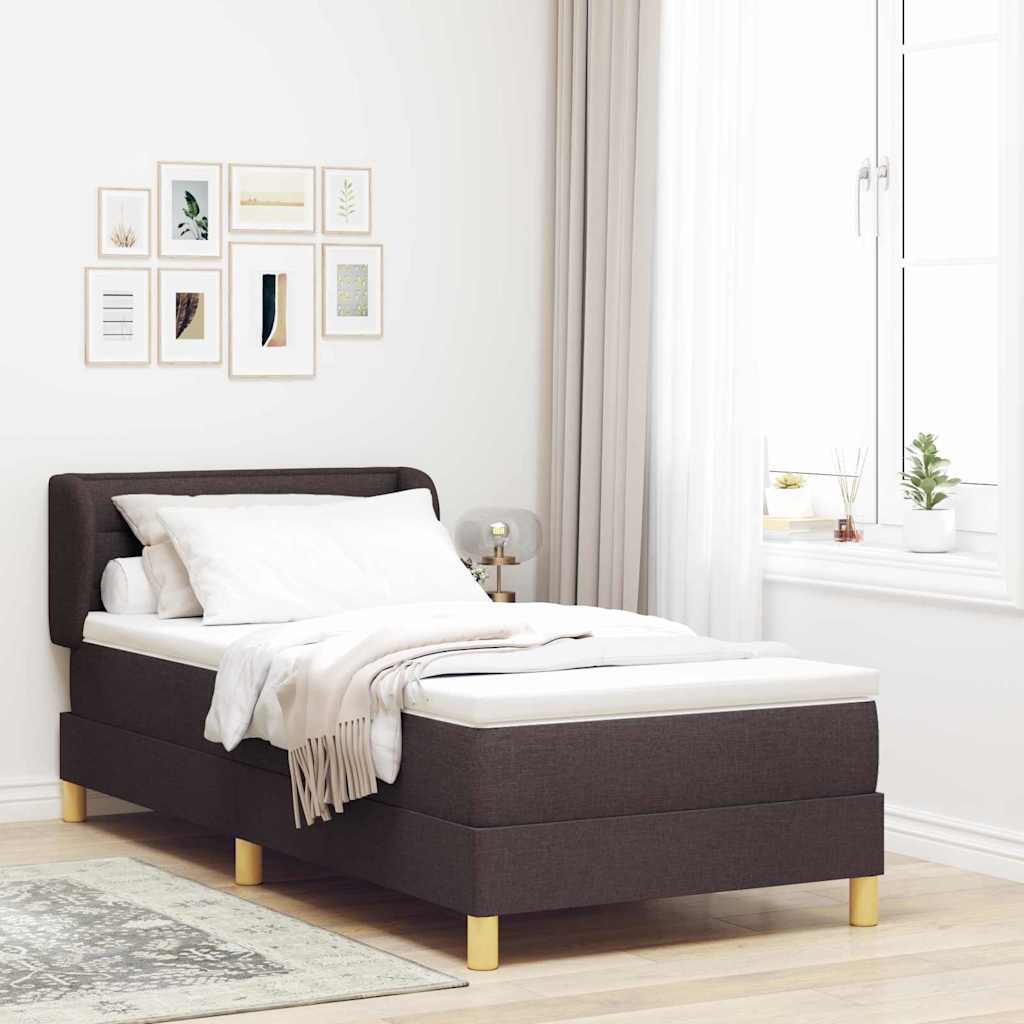 Boxspringbett mit Matratze Dunkelbraun 90 x 190 cm Stoff