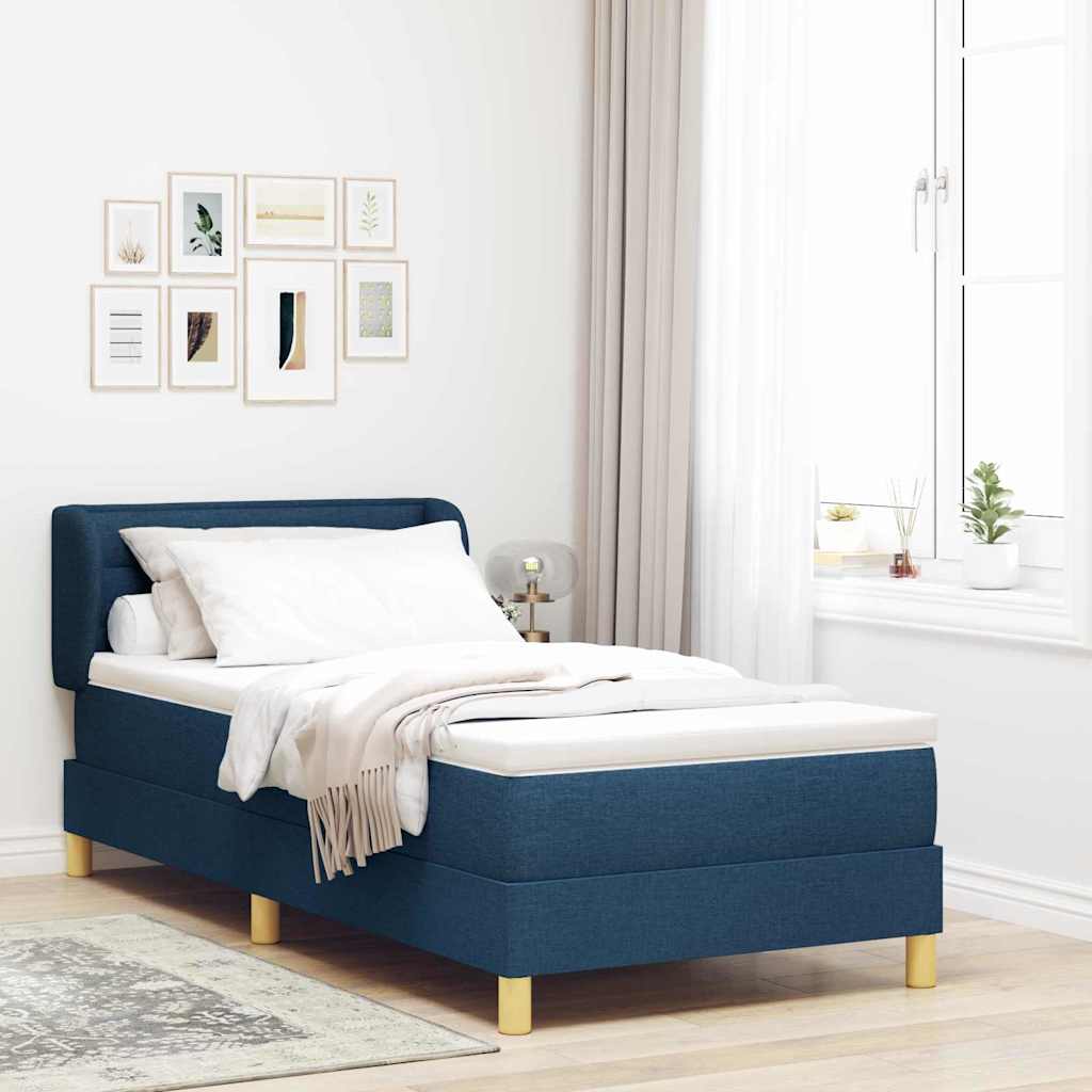 Boxspringbett mit Matratze mit Kopfteil Blau 100 x 200 cm Stoff