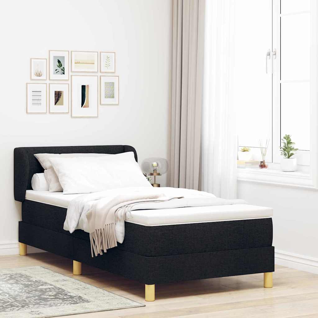 Boxspringbett mit Kopfteil Schwarz 90 x 200 cm Stoff