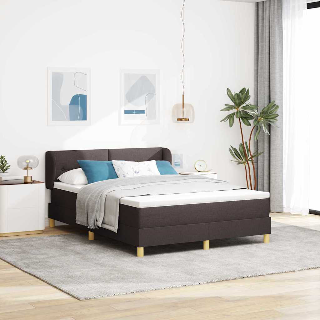 Boxspringbett mit Kopfteil Dunkelbraun 140 x 190 cm Stoff
