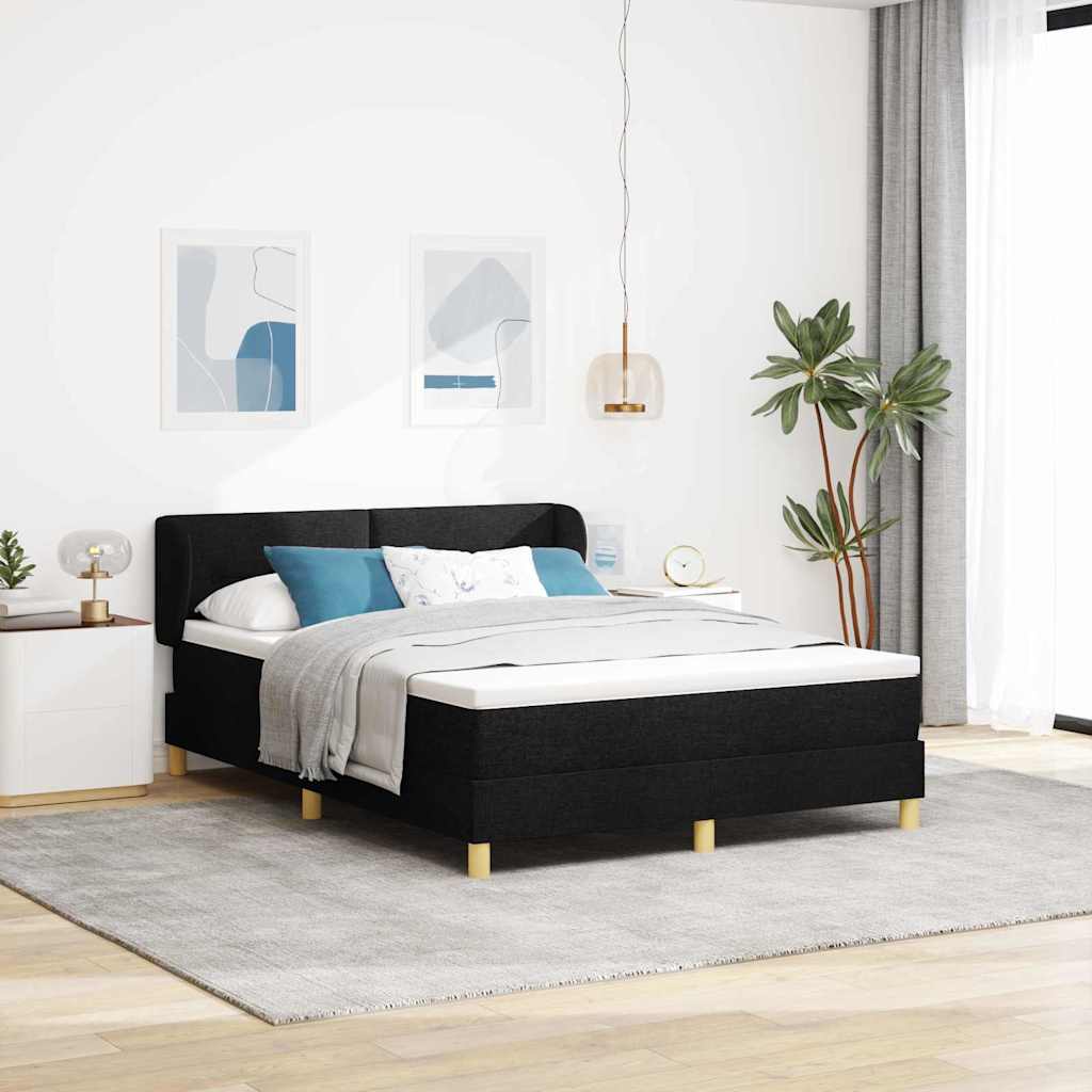 Boxspringbett mit Kopfteil Schwarz 160 x 200 cm Stoff