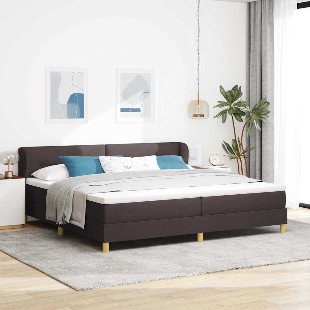 Boxspringbett mit Kopfteil Dunkelbraun 200 x 200 cm Stoff
