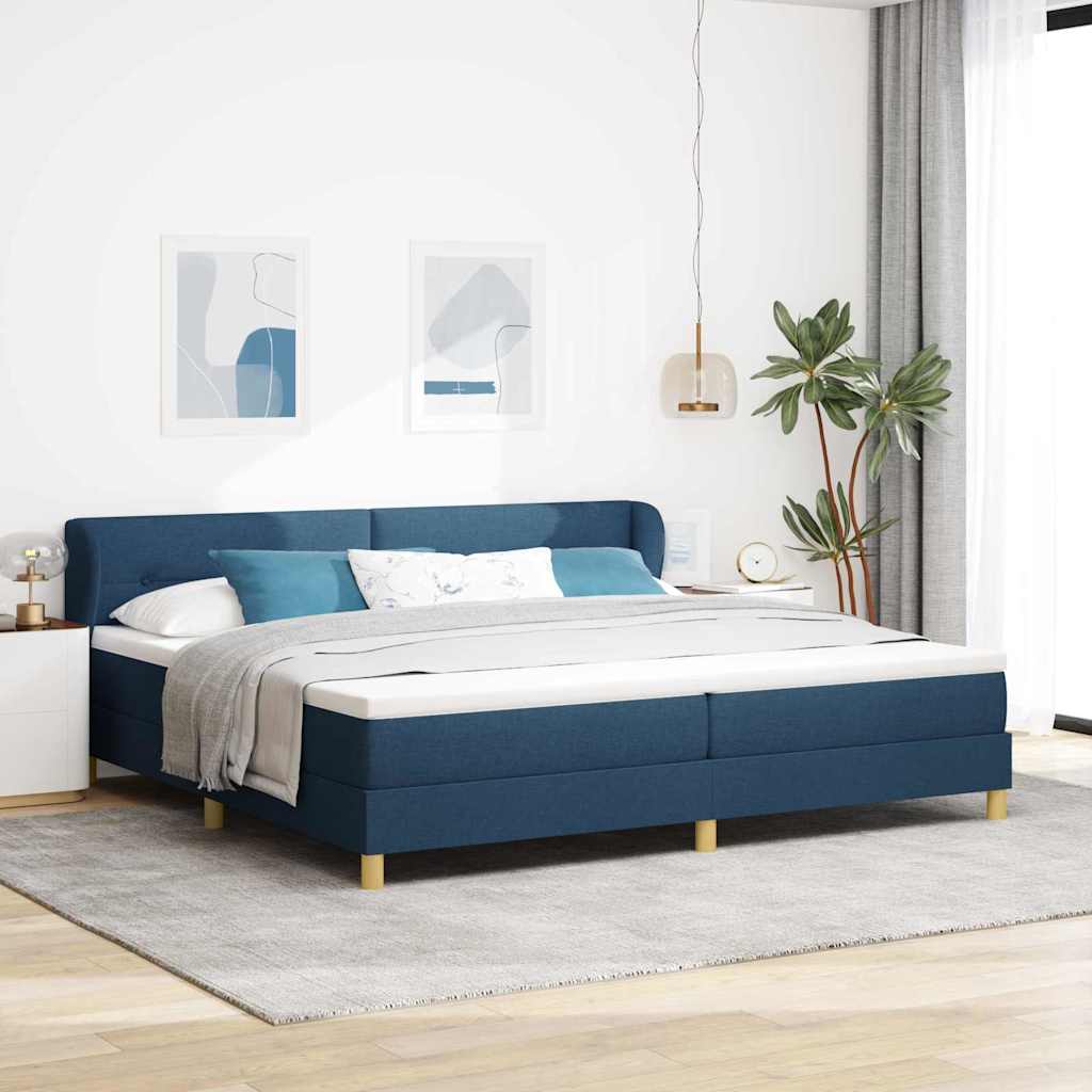 Boxspringbett mit Kopfteil Blau 200 x 200 cm Stoff