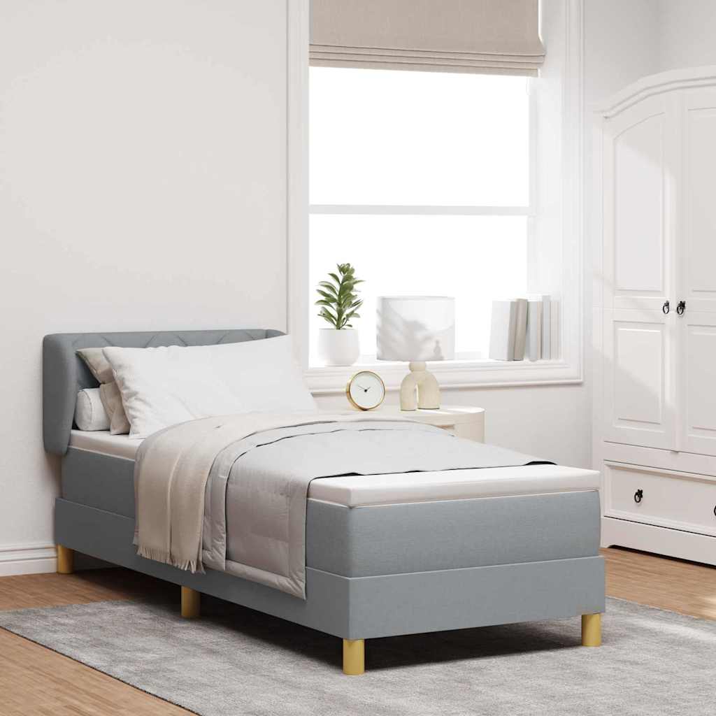 Boxspringbett mit Kopfteil Hellgrau 80 x 200 cm Stoff