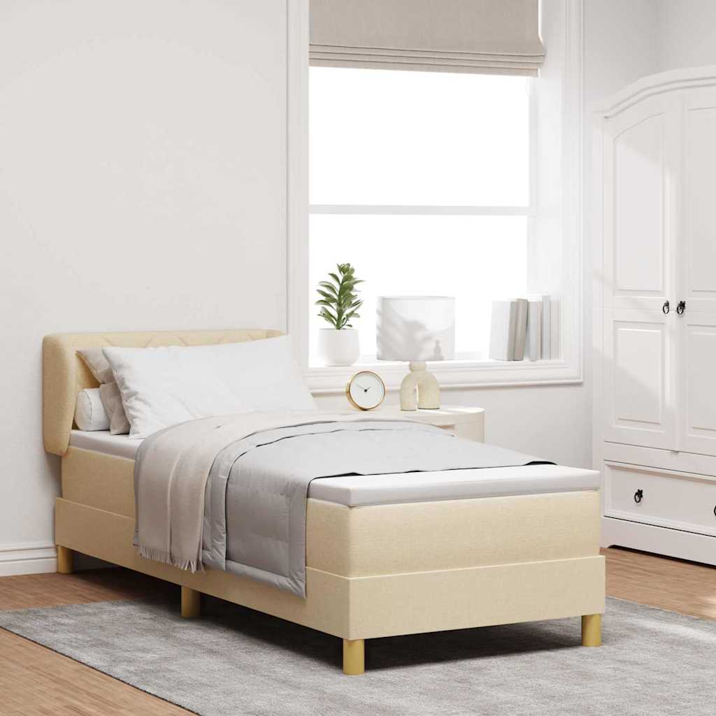 Boxspringbett mit Kopfteil Creme 80 x 200 cm Stoff