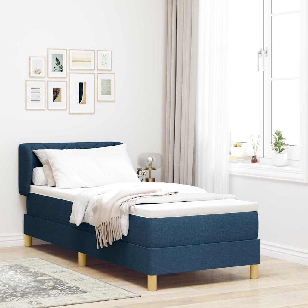 Boxspringbett mit Kopfteil Blau 80 x 200 cm Stoff