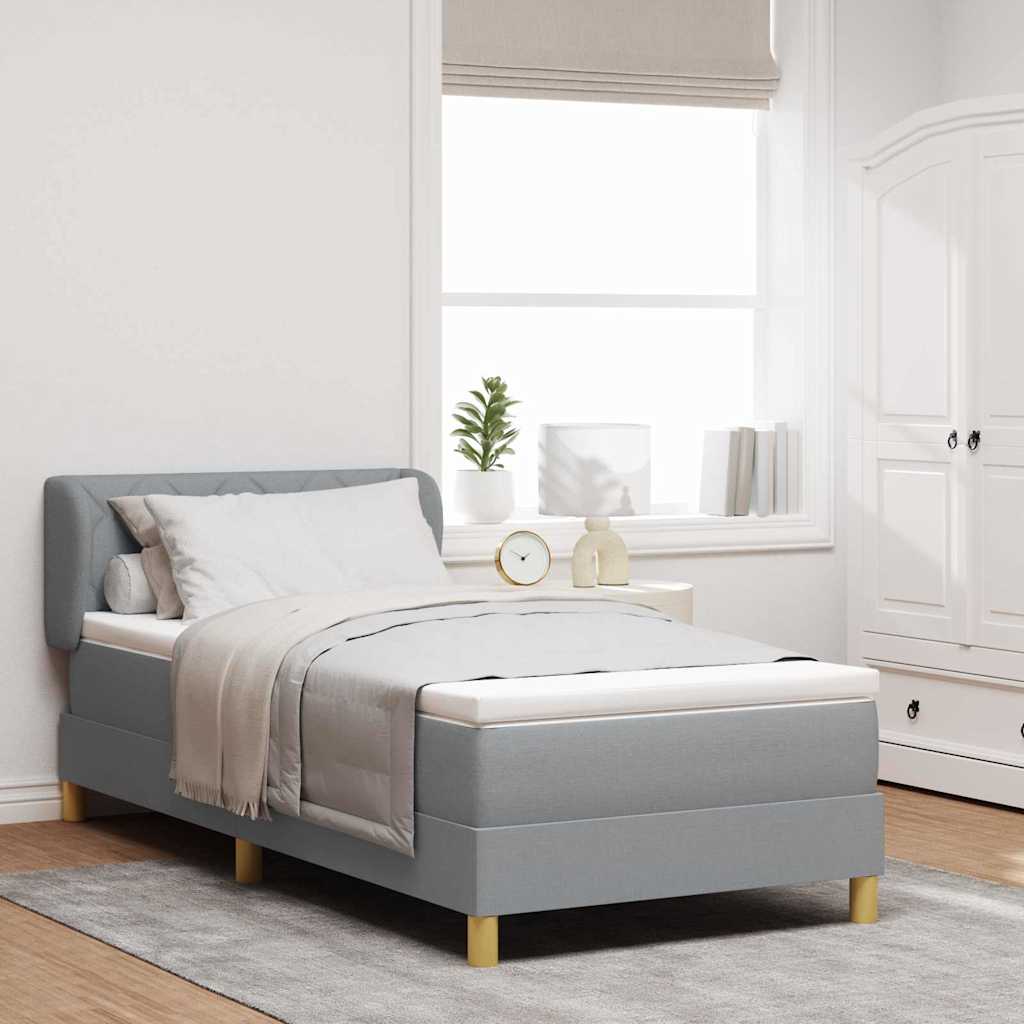 Boxspringbett mit Kopfteil Hellgrau 90 x 190 cm Stoff