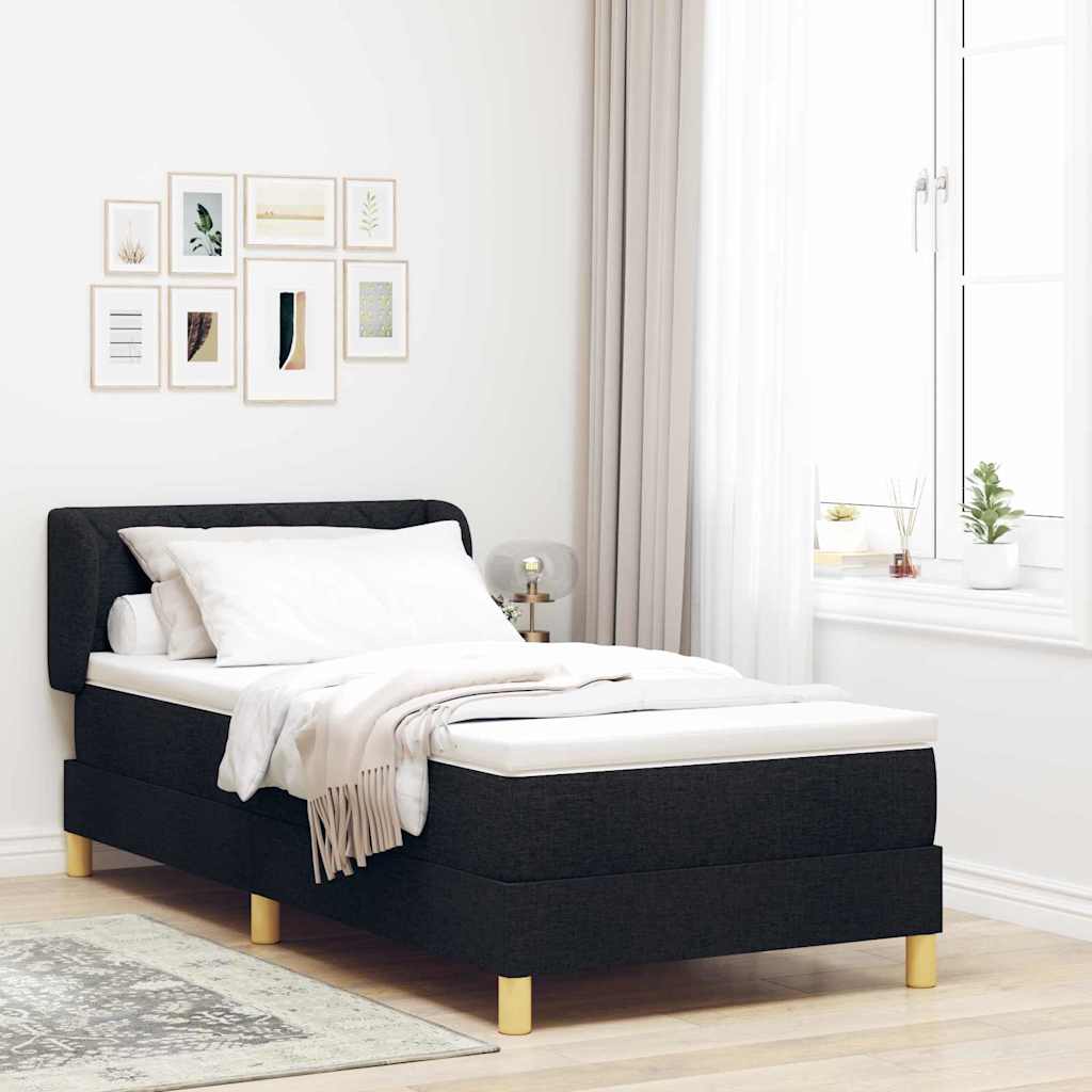 Boxspringbett mit Kopfteil Schwarz 100 x 200 cm Stoff