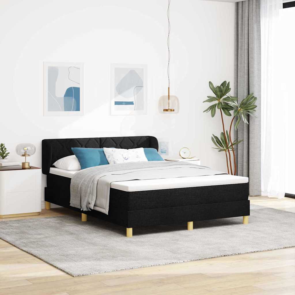 Boxspringbett mit Kopfteil Schwarz 140 x 200 cm Stoff