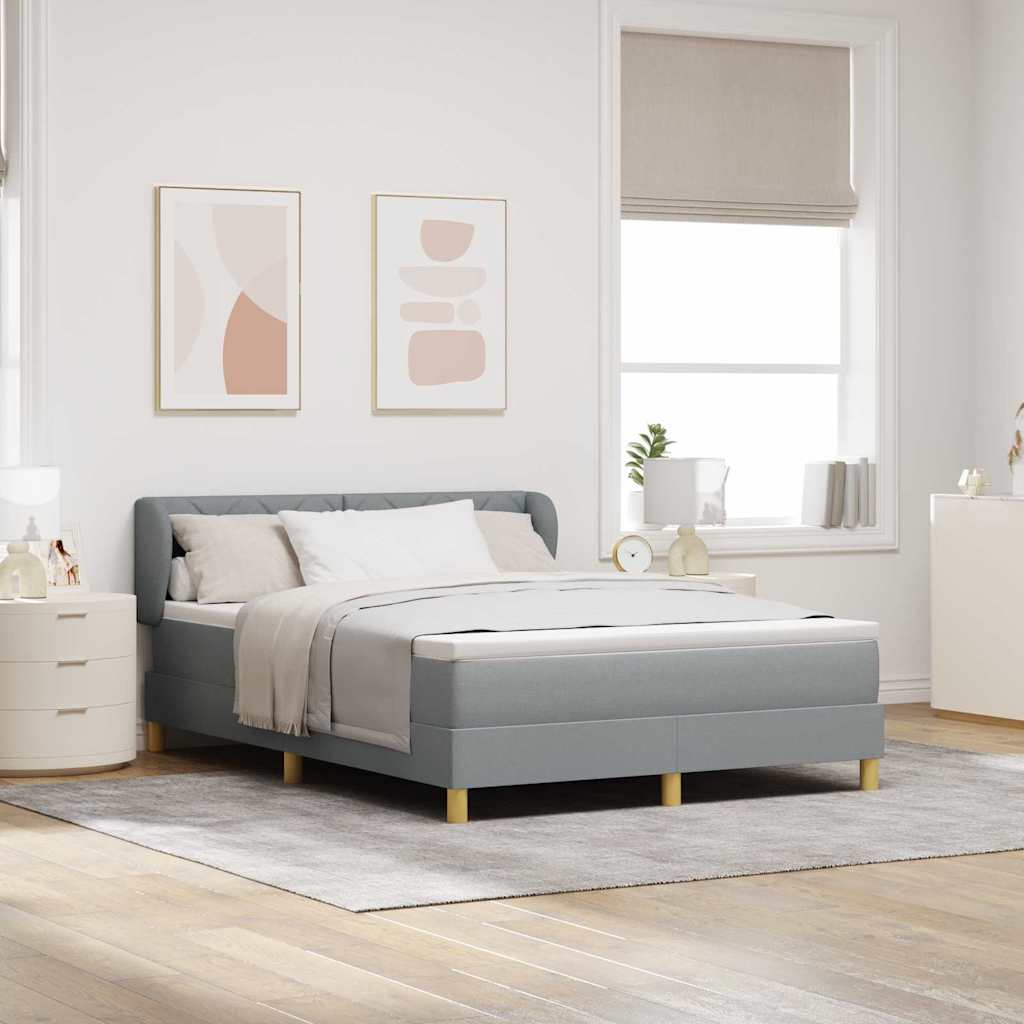 Boxspringbett mit Kopfteil Hellgrau 160 x 200 cm Stoff