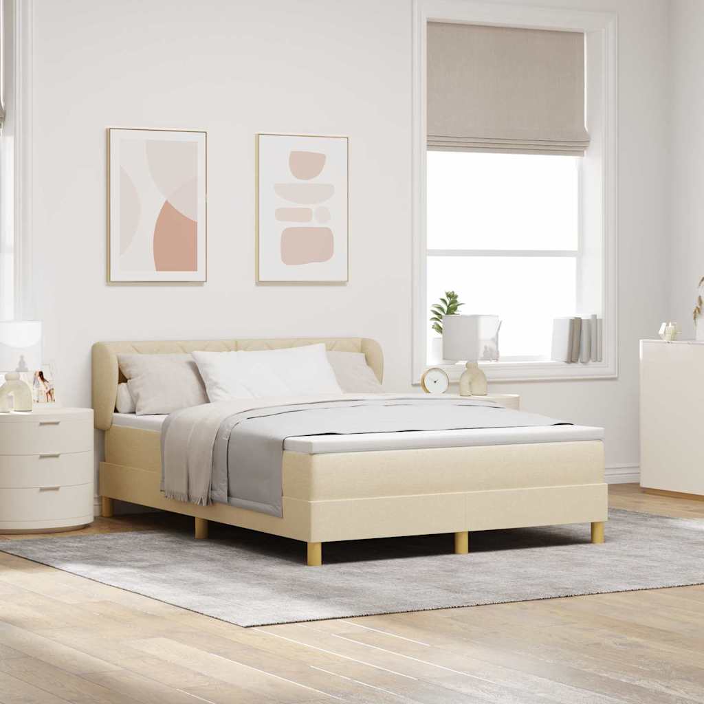Boxspringbett mit Kopfteil Creme 160 x 200 cm Stoff