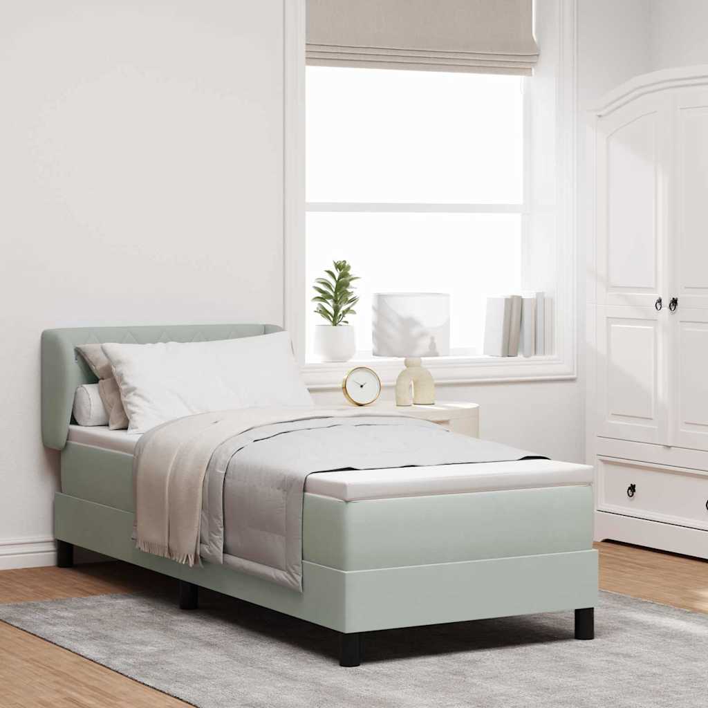 Boxspringbett mit Kopfteil Hellgrau 80 x 200 cm Samt